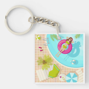Llavero Piscina chica en bikini verano playa bolsa de tote