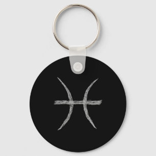 Llavero Piscis. Rótulo Astrológico Zodiaco. Negro