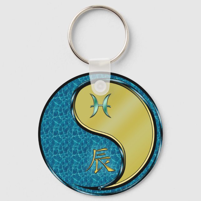 Llavero Piscis y Dragon Metalizado (Anverso)