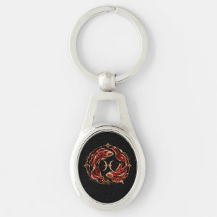 Llavero Piscis Zodiaco Rojo de Lujo