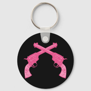 Llavero Pistolas cruzadas rosadas retro
