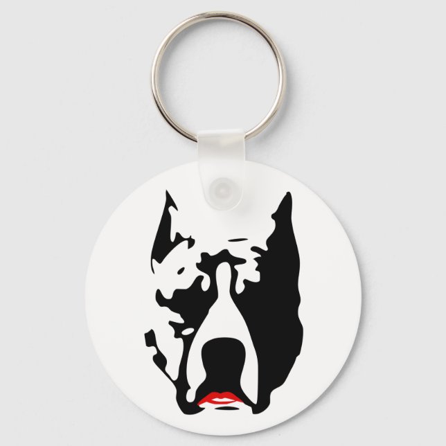 Llavero Pit Bull con lápiz labial (Anverso)