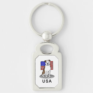 Llavero Pit Bull de la bandera estadounidense (lt romano l