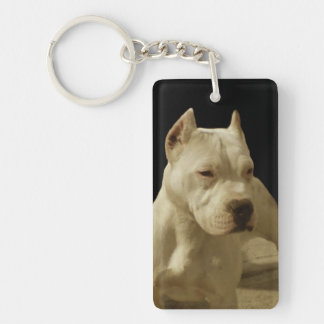 Llavero Pitbull blanco