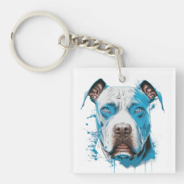 Llavero Pitbull Blanco con Ojos Azules | Papá Pitbull