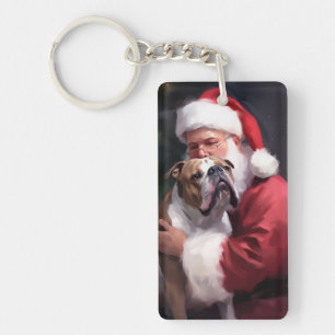 Llavero Pitbull con Santa Claus Festivo de Navidad