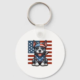Llavero Pitbull Patriótico Bandera Americana 4 de Julio Ba