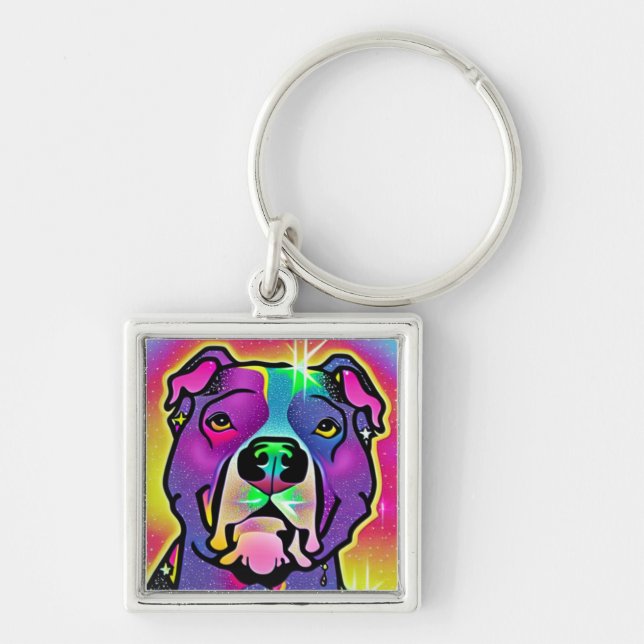 Llavero Pitbull Perro Arte Pop (Frente)