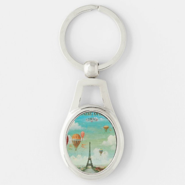 Llavero PixDezines globos vintage sobre parís (Anverso)