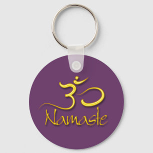 Llavero PixDezines namaste+om/color de fondo diy!