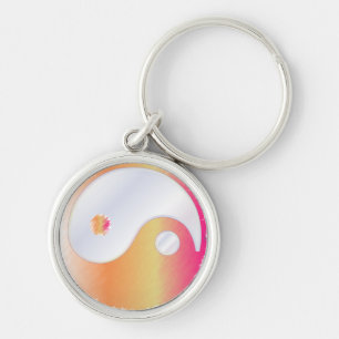 Llavero PixDezines yin yang/ blanco + toque de grunge