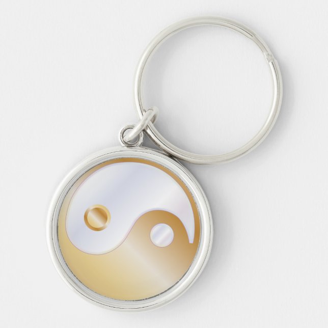 Llavero PixDezines yin yang/oro falso+blanco (Frente)