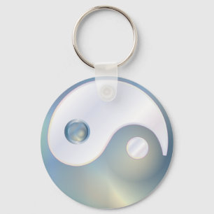 Llavero PixDezines yin yang/oro falso+blanco