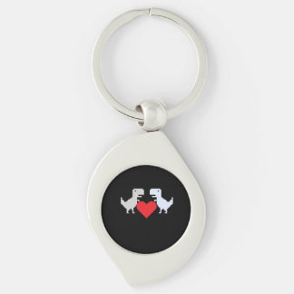 Llavero Pixel Dinosaur Love – Cute Keychain Gift for Coupl