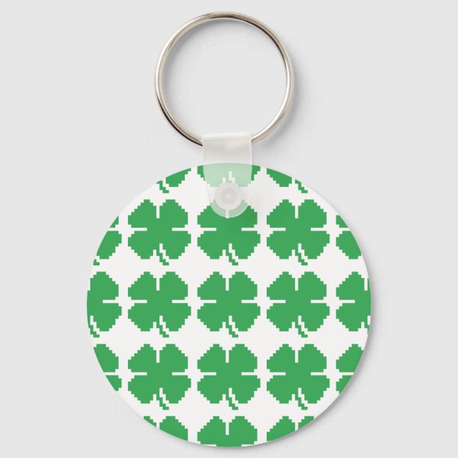 Llavero Pixel Lucky Four Leaf Clover de 8 bits (Anverso)