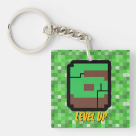 Llavero Pixelated Gamer Green Building Level Up 6