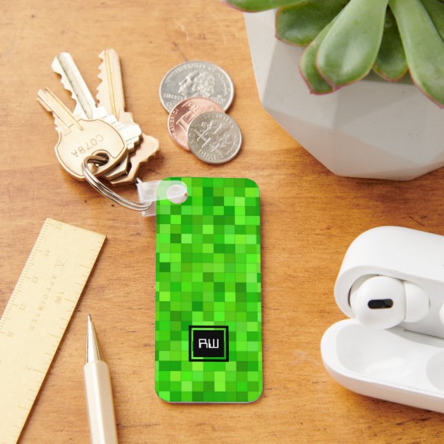 Llavero Píxeles de juego verde personalizados (Escritorio )