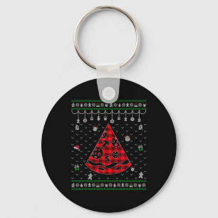 Llavero Pizza Amante de Cuadros Rojos Navidad Divertida Fe