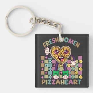Llavero Pizza Heart: Chica de la Escuela Retro Graciosa