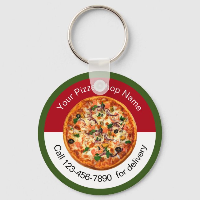 Llavero Pizza Italiana Restaurante Keychain Promocional (Anverso)