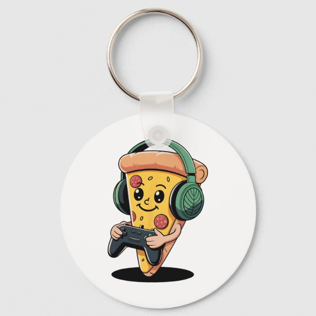 Llavero Pizza para jugadores de videojuegos Divertida comi (Anverso)
