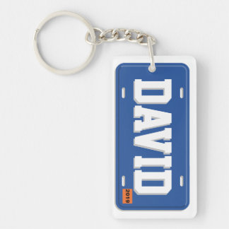 Llavero Placa azul y blanca personalizada