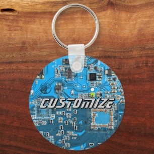 Llavero Placa base de circuito PCB azul personalizada para