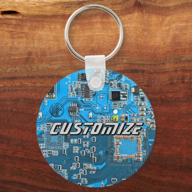Llavero Placa base de circuito PCB azul personalizada para (Anverso)