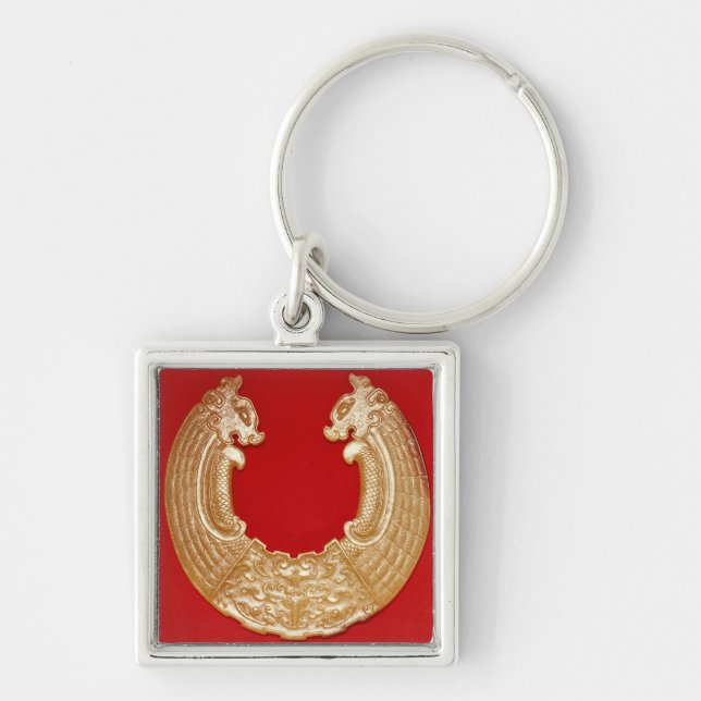 Llavero Placa con dos dragones y una máscara del TAO-lazo (Frente)