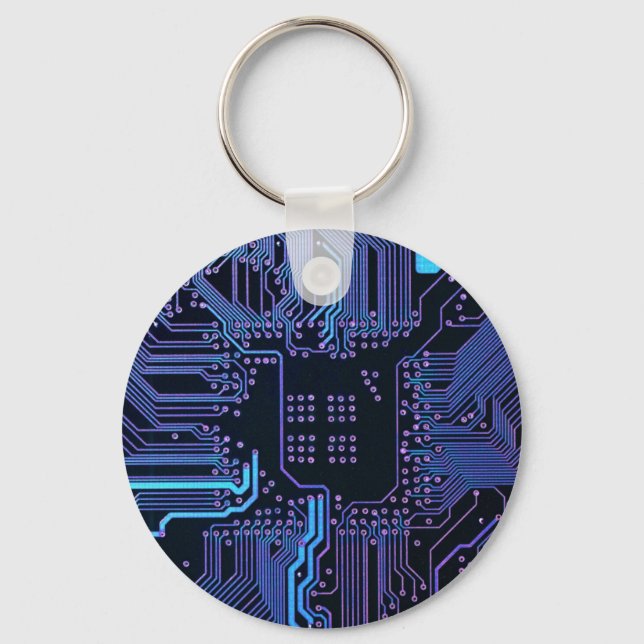 Llavero Placa de circuito electrónico azul del nerd de sal (Anverso)