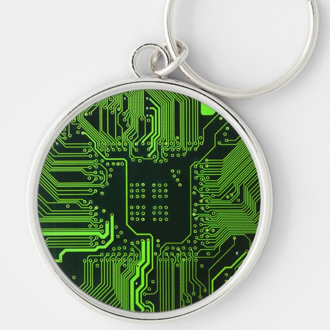 Llavero Placa de circuito electrónico verde del nerd de sa (Frente)