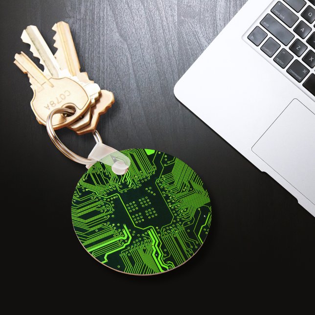 Llavero Placa de circuito electrónico verde del nerd de sa (Subido por el creador)