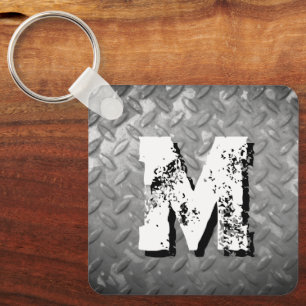Llavero Placa de diamante de acero con monograma personali