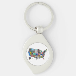 Llavero Placa de licencia de bandera de mapa de Estados Un