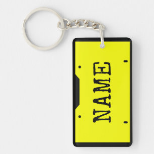 Llavero Placa De Licencia De Nombre Personalizable Amarill