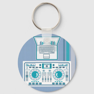 Llavero Placa giratoria con vector del equipo de DJ del