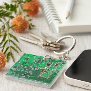 Llavero Placa verde del circuito del geek de la computador