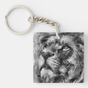 Llavero Placid Lion Face Silver