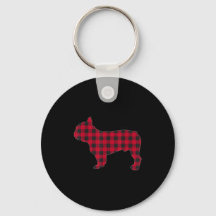 Llavero Plaid Rojo Bulldog Francés Amante de Perro Coincid