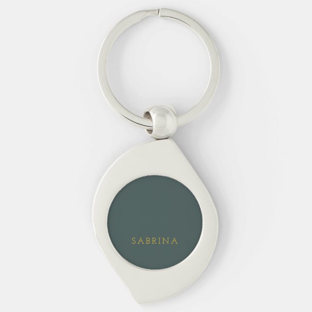 Llavero Plain Modern Minimalist Own Name Dusty Green (Anverso)