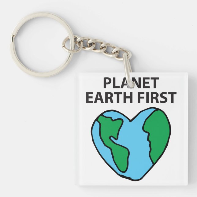 Llavero Planeta primer icono ecológico Happy Earth Clipart (Frente)