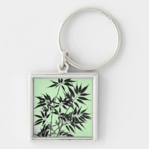 Llavero Planta de bambú verde negro y blanco