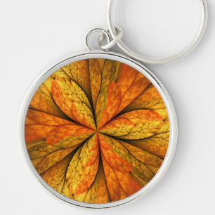 Llavero Planta de otoño, hoja de arte fractal abstracta mo
