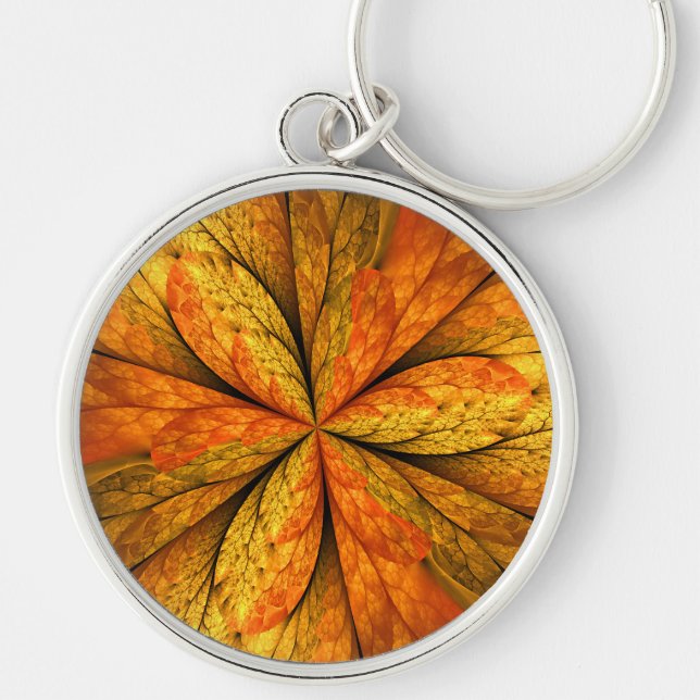 Llavero Planta de otoño, hoja de arte fractal abstracta mo (Frente)