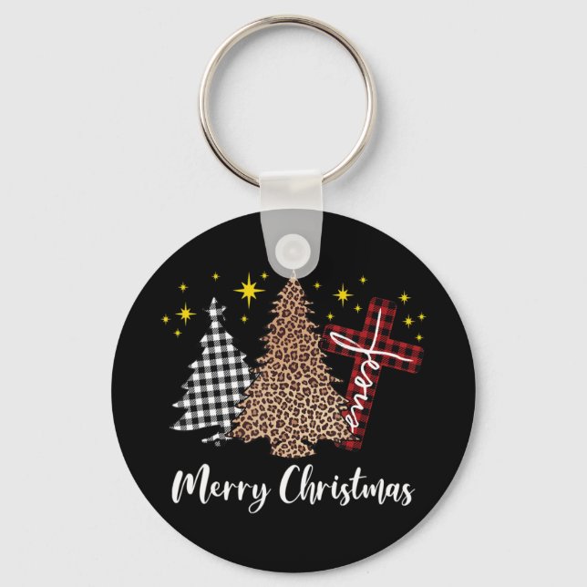 Llavero Plantar Navidad Árbol Cruz Cristiana Jesucristo (Anverso)