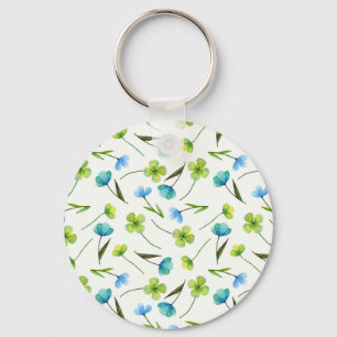Llavero Plantas acuarelas: Patrón floral sin foco.