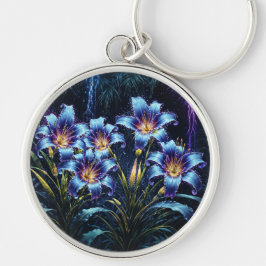 Llavero Plantas de naturaleza botánica de lirios de neón m