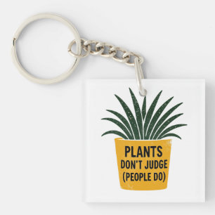 Llavero Plantas Divertidas No Juzgan Arte de Sello de Tint