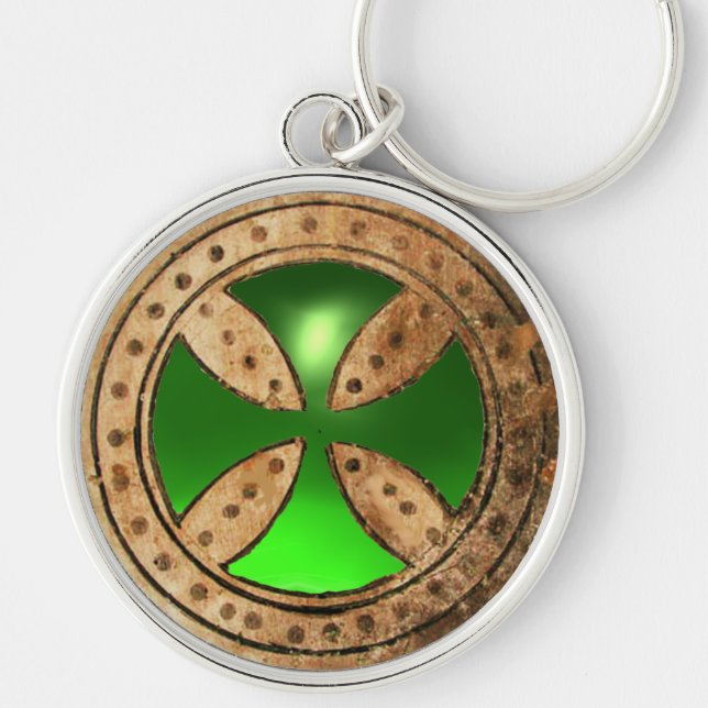 Llavero PLANTILLA ANTIGUA Gema de Esmeralda Verde CRUZ (Frente)