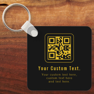 Llavero Plantilla de código QR y texto editable Negro y